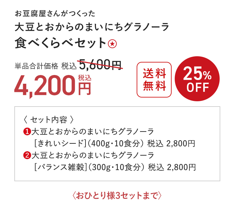 大豆とおからのまいにちグラノーラ 食べくらべセット