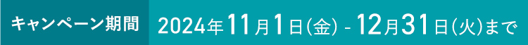 キャンペーン期間 2024年11月1日（金） - 12月31日（火）まで