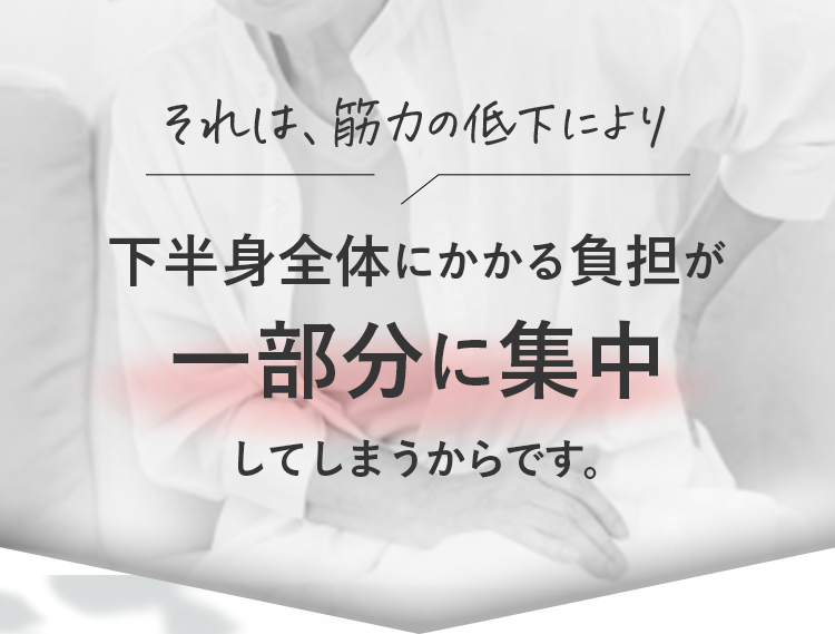 それは、筋力の低下により下半身全体にかかる負担が一部分に集中してしまうからです。