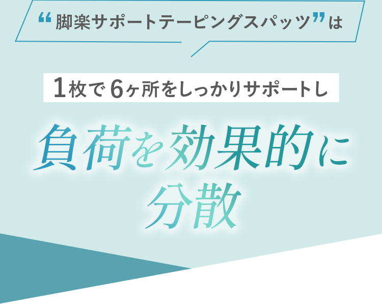 脚楽サポートテーピングスパッツは 1枚で６ヶ所をしっかりサポートし負荷を効果的に分散