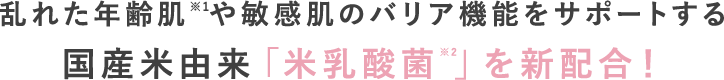 乱れた年齢肌※1や敏感肌のバリア機能をサポートする 国産米由来「米乳酸菌※2」を新配合！