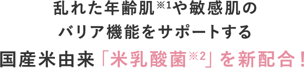 乱れた年齢肌※1や敏感肌のバリア機能をサポートする 国産米由来「米乳酸菌※2」を新配合！