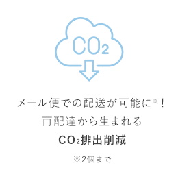 メール便での配送が可能に※！再配達から生まれるCO2排出削減※2個まで