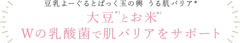 大豆※1とお米※2 Wの乳酸菌で肌バリアをサポート