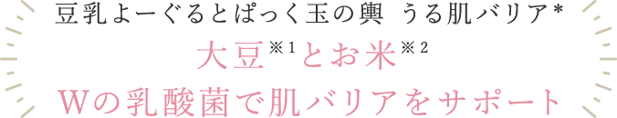 大豆※1とお米※2 Wの乳酸菌で肌バリアをサポート