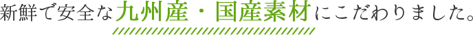 新鮮で安全な九州産・国産素材にこだわりました。